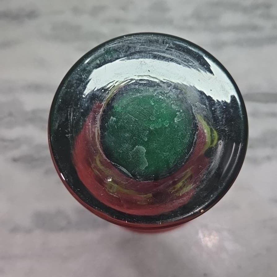 Murano Barbini Green Red Art Glass Vase, Vintage Replacement Holiday Centerpiece - Thumbnail 8