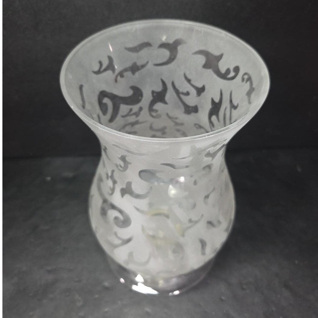 Frosted Glass Vase, Vintage Footed Flower Holder, Replacement Centerpiece - Thumbnail 6