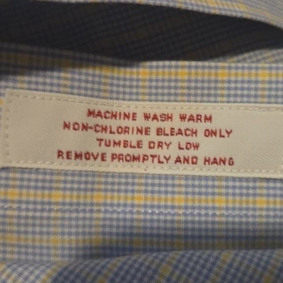 Brooks Brothers 346 Blue Yellow Micro Check Non-Iron Cotton Shirt, Men's 16-4/5 - Thumbnail 8