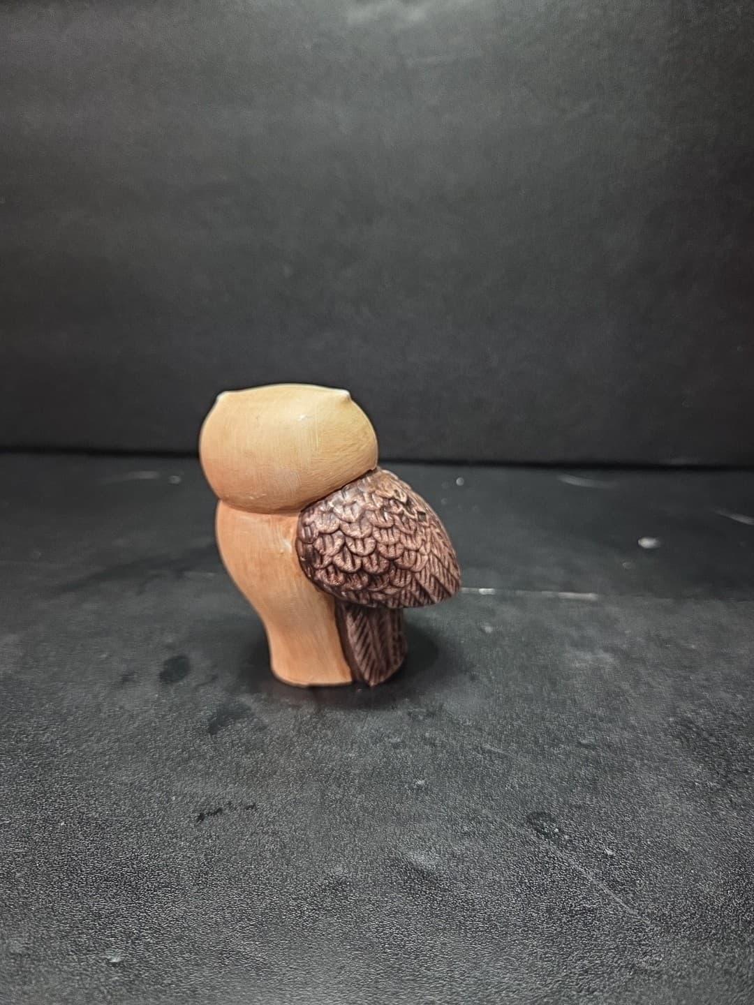 Owl Figurine with Green Eyes, Vintage Ceramic Owl, Made in Portugal, Vtg Decor - Thumbnail 3
