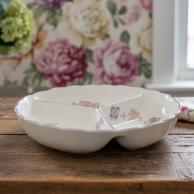 Suzuki and Asuka Japan Floral Divided Serving Tray, Vtg You & Me Ceramic Server