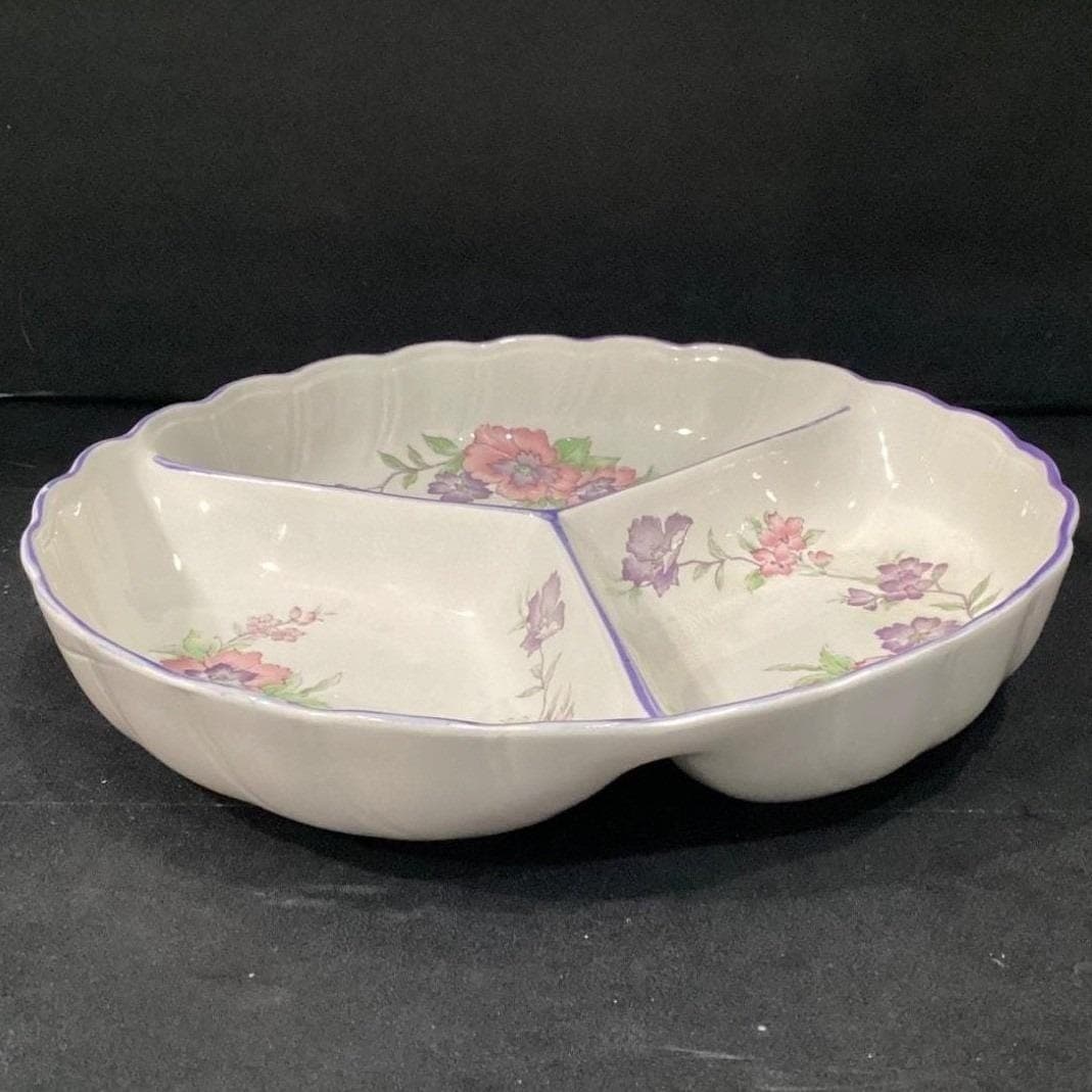 Suzuki and Asuka Japan Floral Divided Serving Tray, Vtg You & Me Ceramic Server - Thumbnail 10