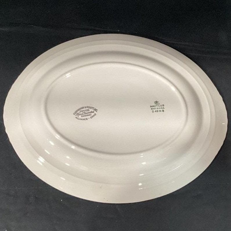Cunningham & Pickett Cardinal Serving Platter, Vintage Gold Trim Oval Tray - Thumbnail 5