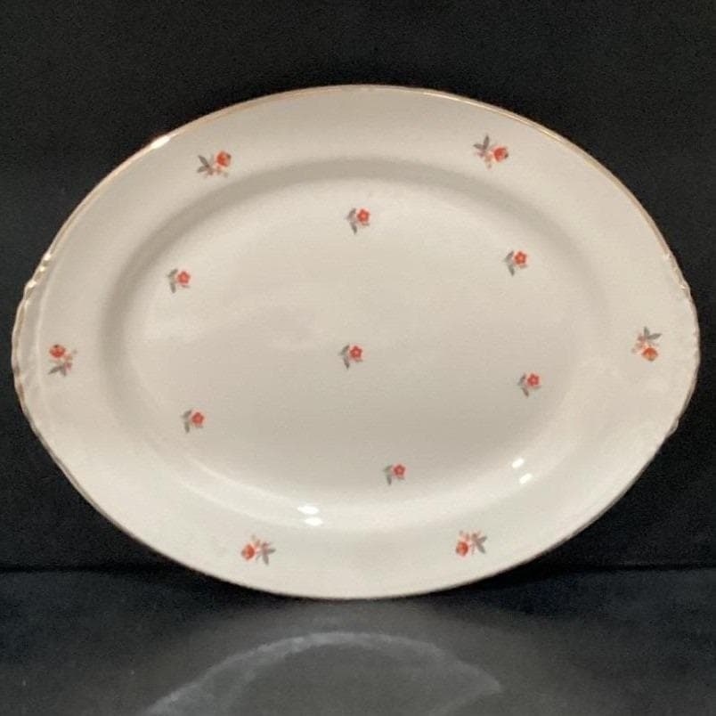 Cunningham & Pickett Cardinal Serving Platter, Vintage Gold Trim Oval Tray - Thumbnail 7