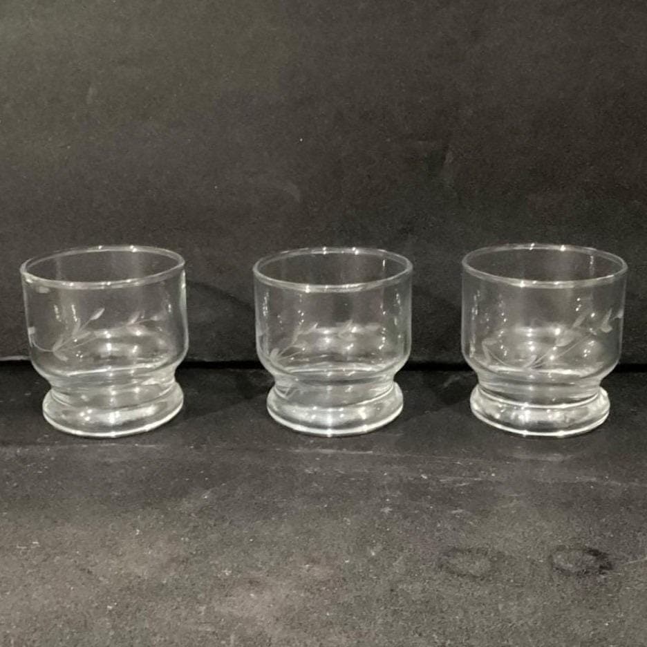 Princess House Heritage Punch Cups, Set Of 3 Glasses, Floral Etched Drinkware - Thumbnail 7