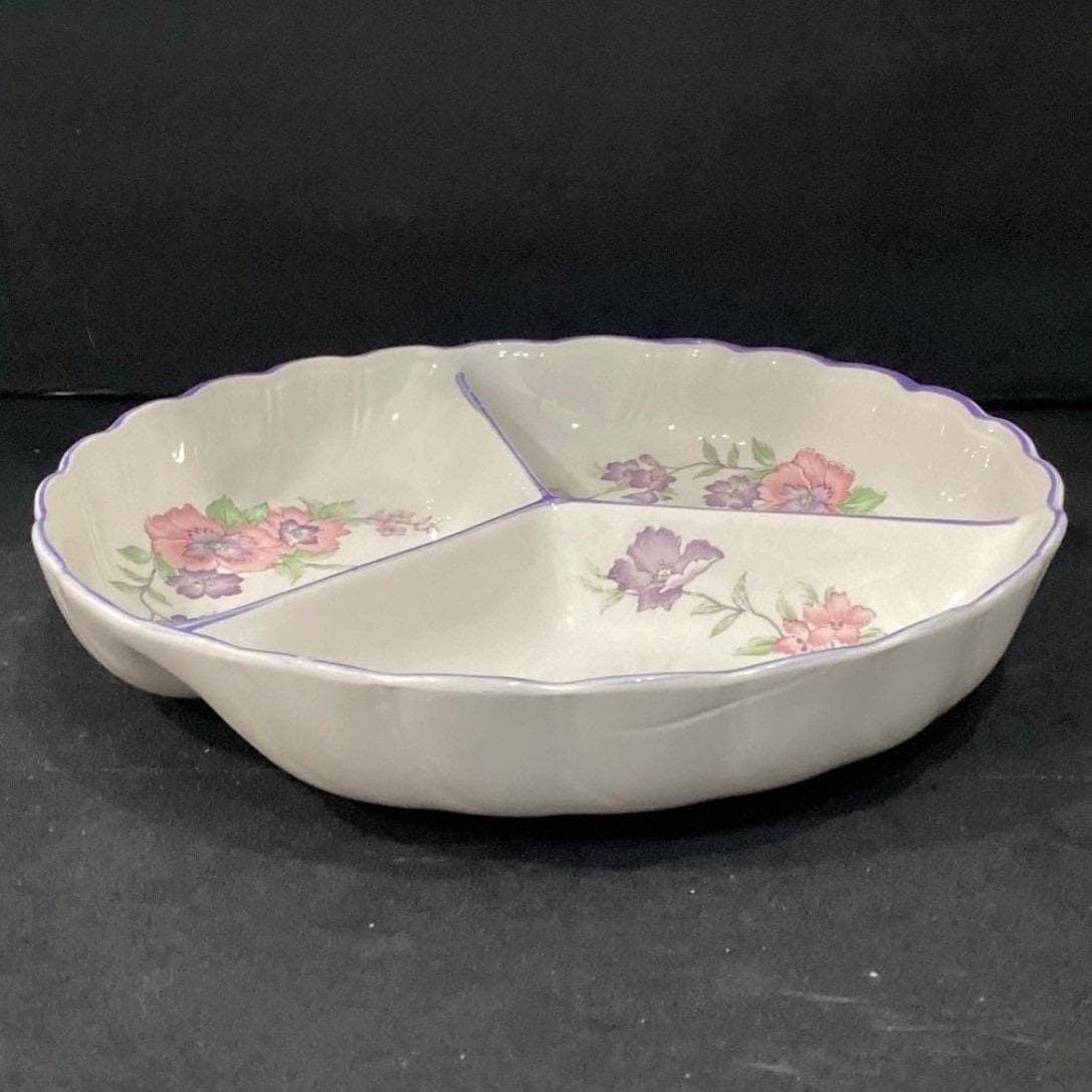 Suzuki and Asuka Japan Floral Divided Serving Tray, Vtg You & Me Ceramic Server - Thumbnail 11