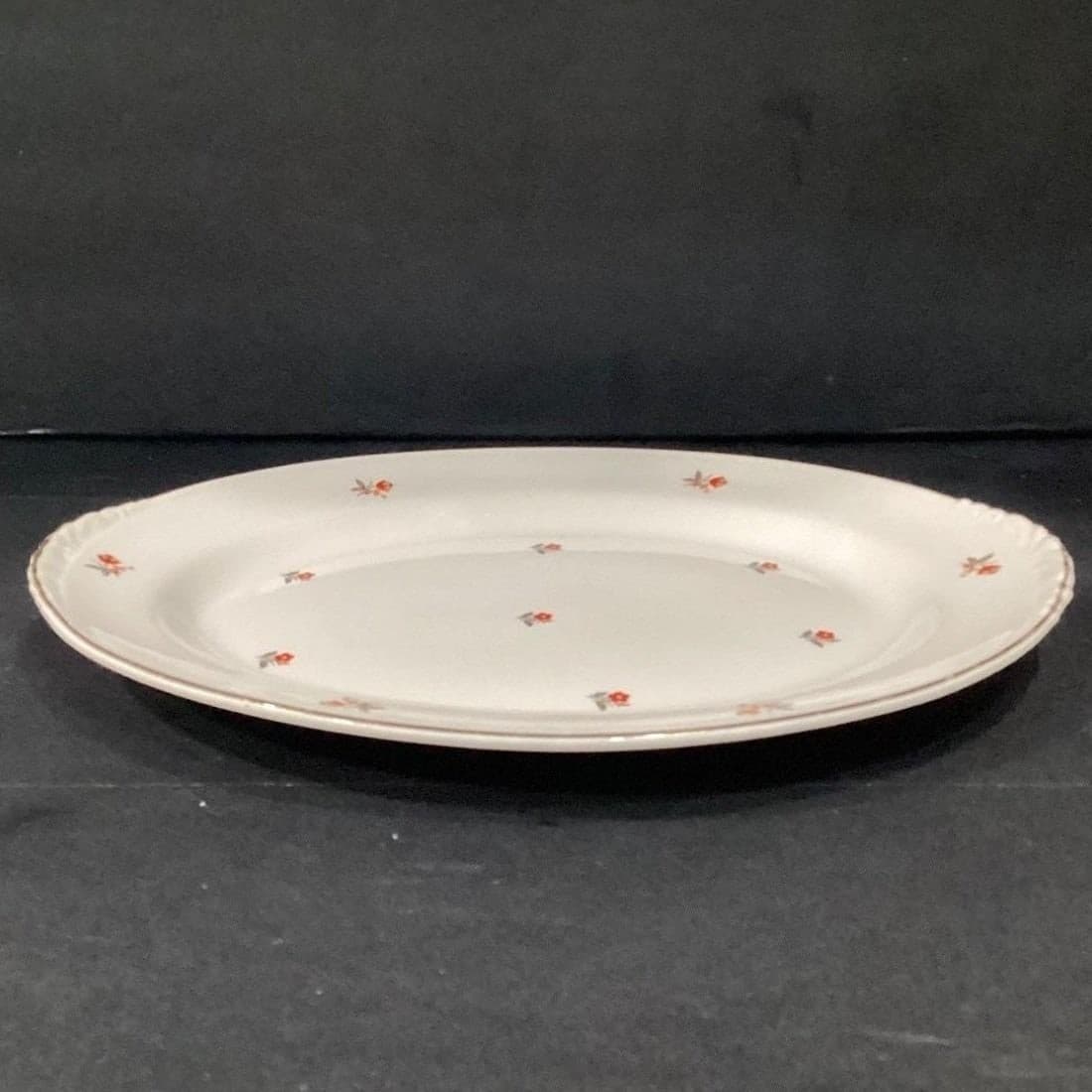 Cunningham & Pickett Cardinal Serving Platter, Vintage Gold Trim Oval Tray - Thumbnail 8