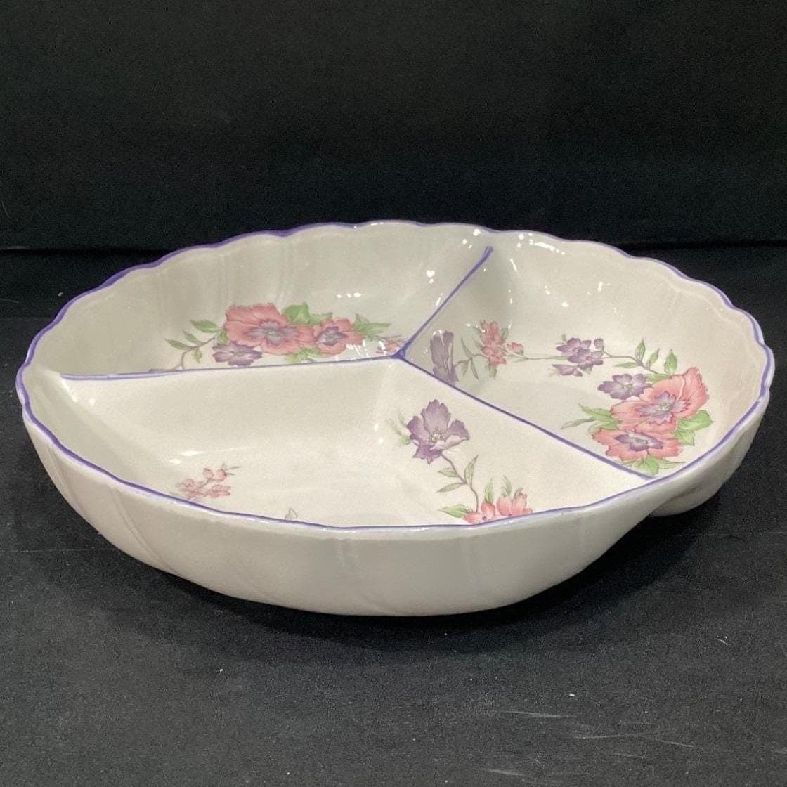 Suzuki and Asuka Japan Floral Divided Serving Tray, Vtg You & Me Ceramic Server - Thumbnail 12