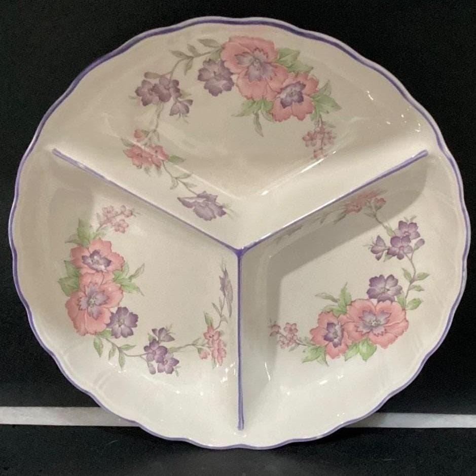 Suzuki and Asuka Japan Floral Divided Serving Tray, Vtg You & Me Ceramic Server - Thumbnail 8