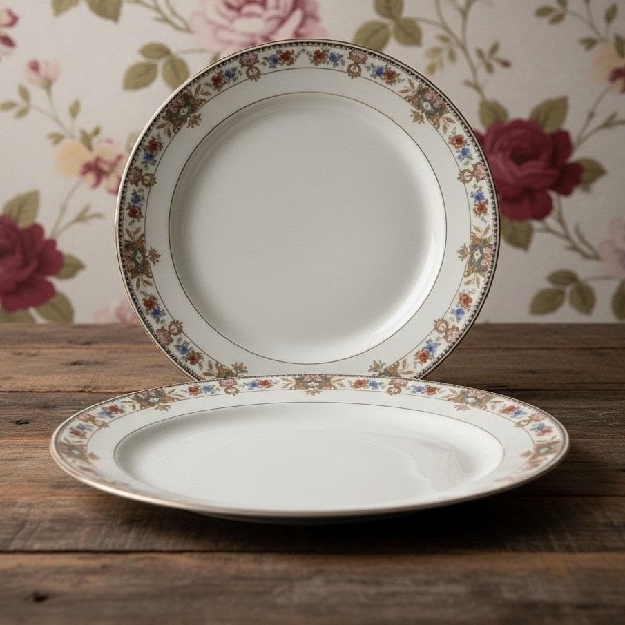 CT Carl Teilsch Altwasser Silesea Salad Plates, Set of 2, Antique Rose Porcelain