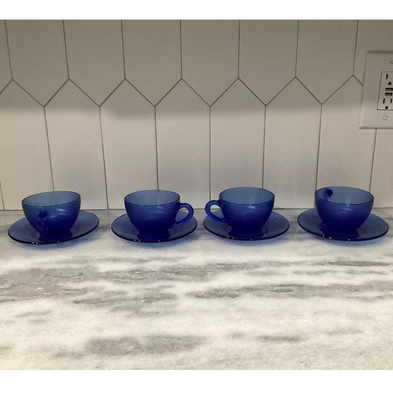 Resistente Brazil Cobalt Blue Teacups & Saucers, Eight Piece Set, Vtg Tableware - Thumbnail 11