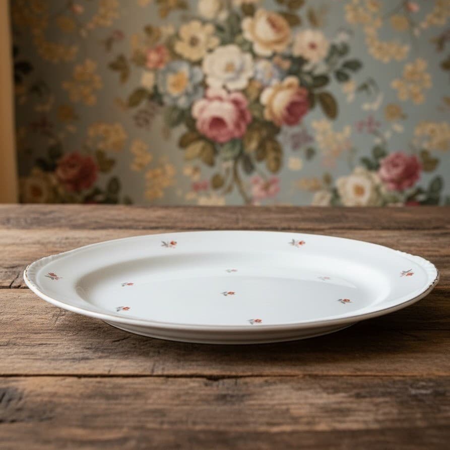 Cunningham & Pickett Cardinal Serving Platter, Vintage Gold Trim Oval Tray