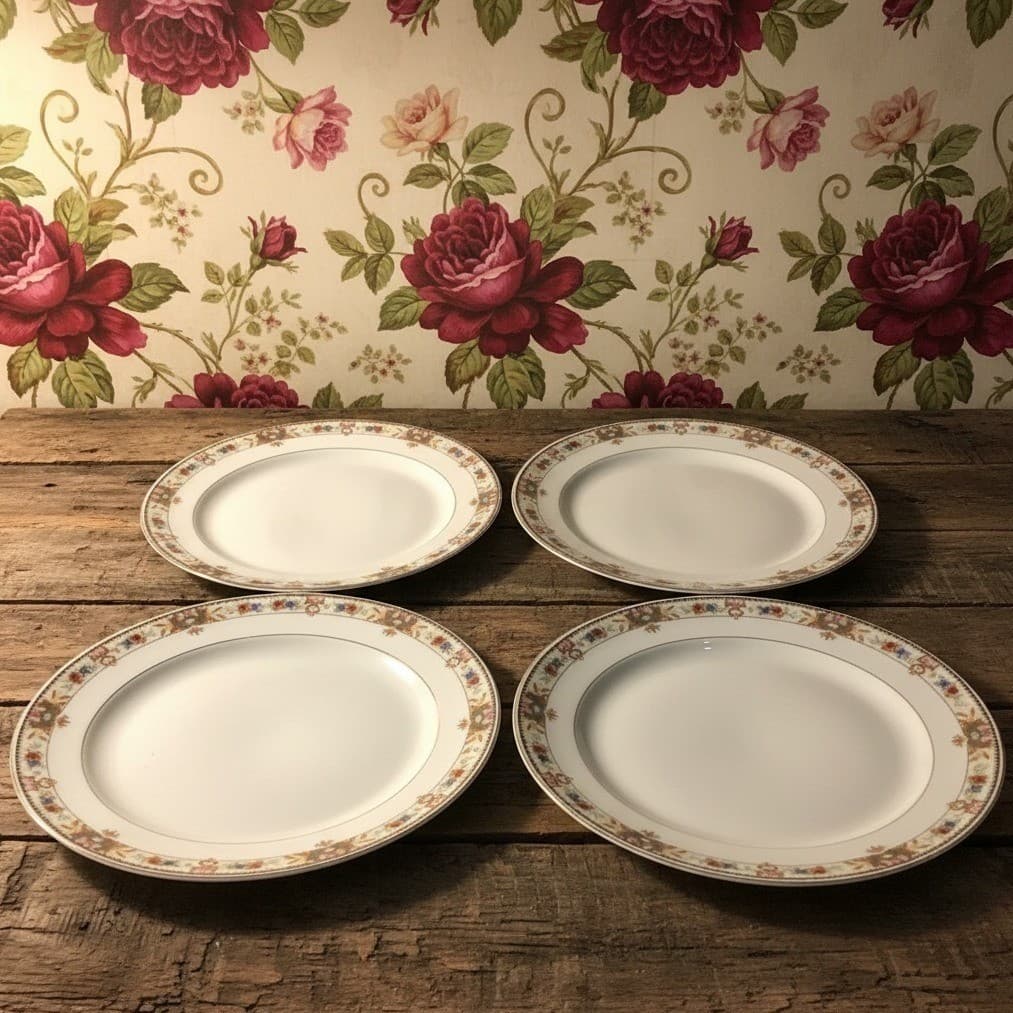 CT Carl Teilsch Altwasser Silesea Dinner Plates, Set of 4 Antique Rose Porcelain