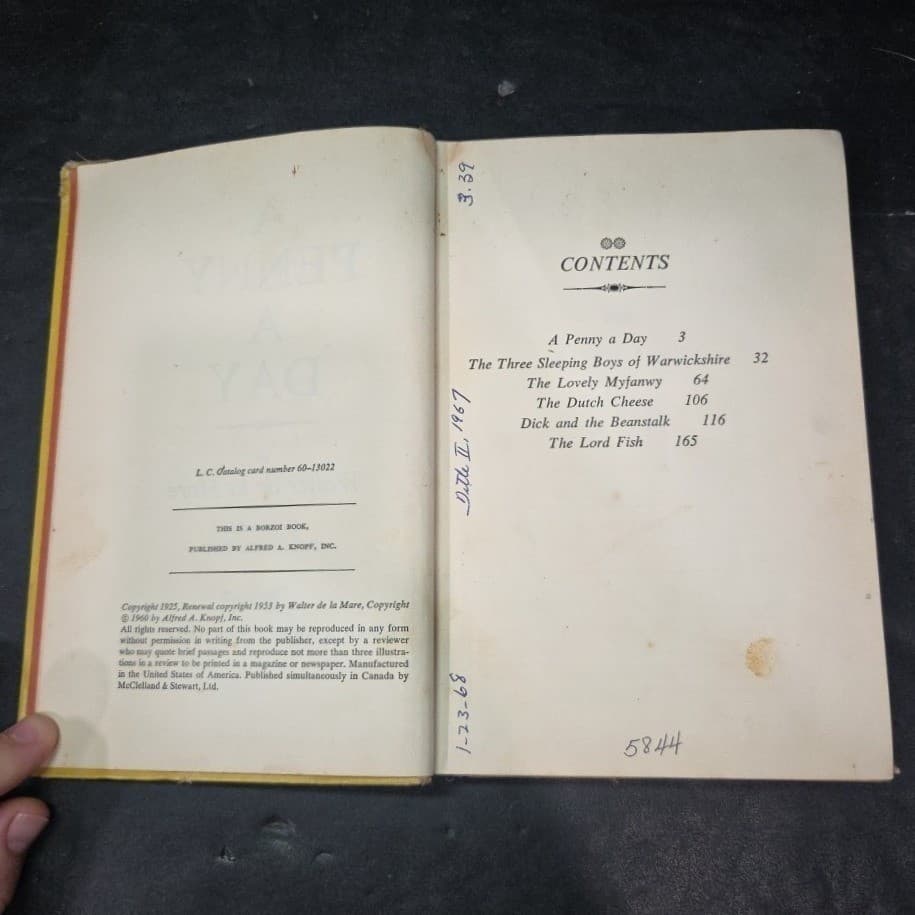 A Penny a Day Walter de la Mare Paul Kennedy Illust 1960 Alfred Knopf Hardcover - Thumbnail 5