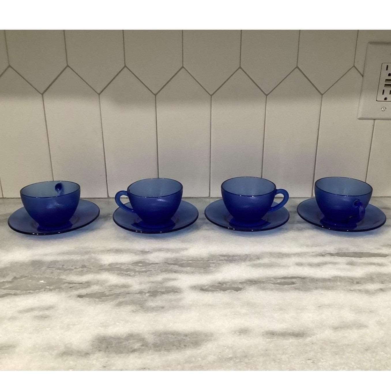 Resistente Brazil Cobalt Blue Teacups & Saucers, Eight Piece Set, Vtg Tableware - Thumbnail 13