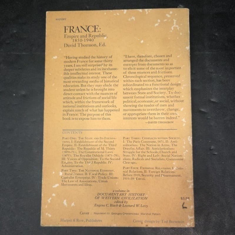 France Empire and Republic 1850-1940 David Thomson 1968 Harper & Row Paperback - Thumbnail 8