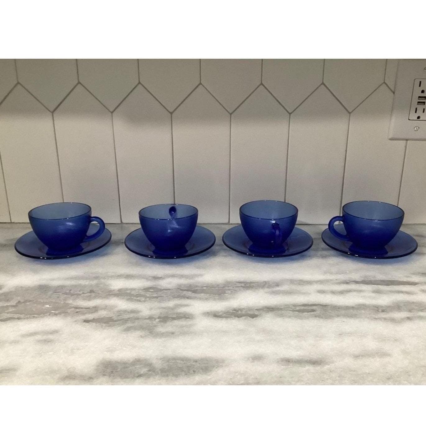 Resistente Brazil Cobalt Blue Teacups & Saucers, Eight Piece Set, Vtg Tableware - Thumbnail 12