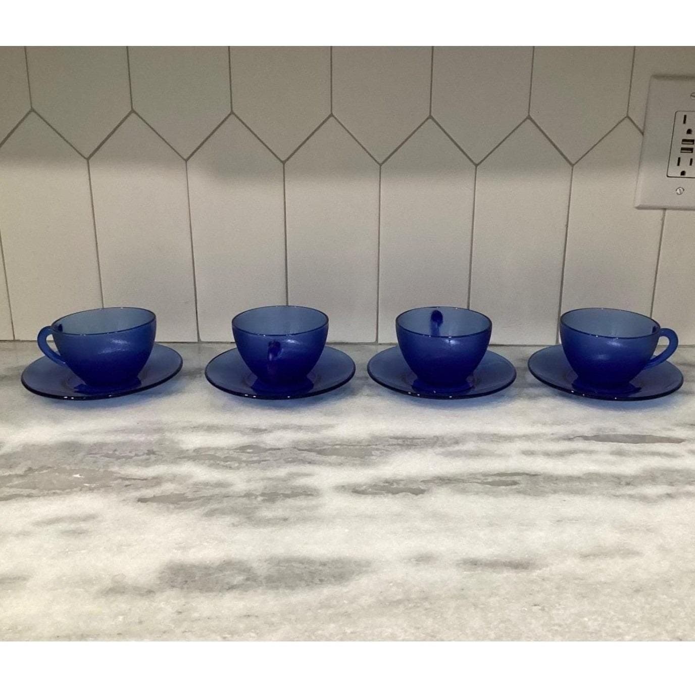 Resistente Brazil Cobalt Blue Teacups & Saucers, Eight Piece Set, Vtg Tableware - Thumbnail 14