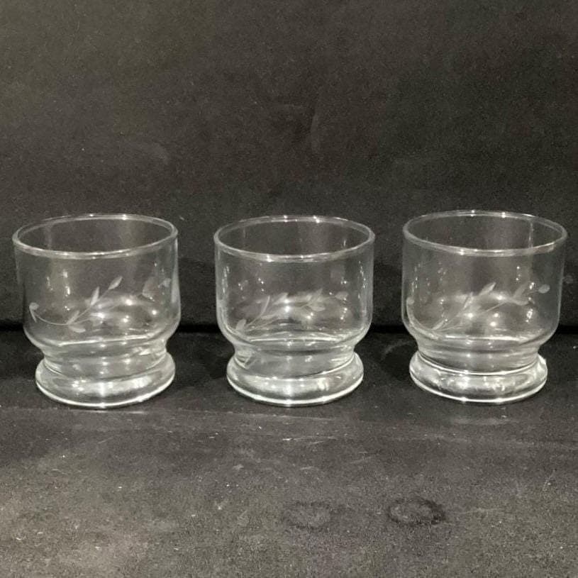 Princess House Heritage Punch Cups, Set Of 3 Glasses, Floral Etched Drinkware - Thumbnail 8