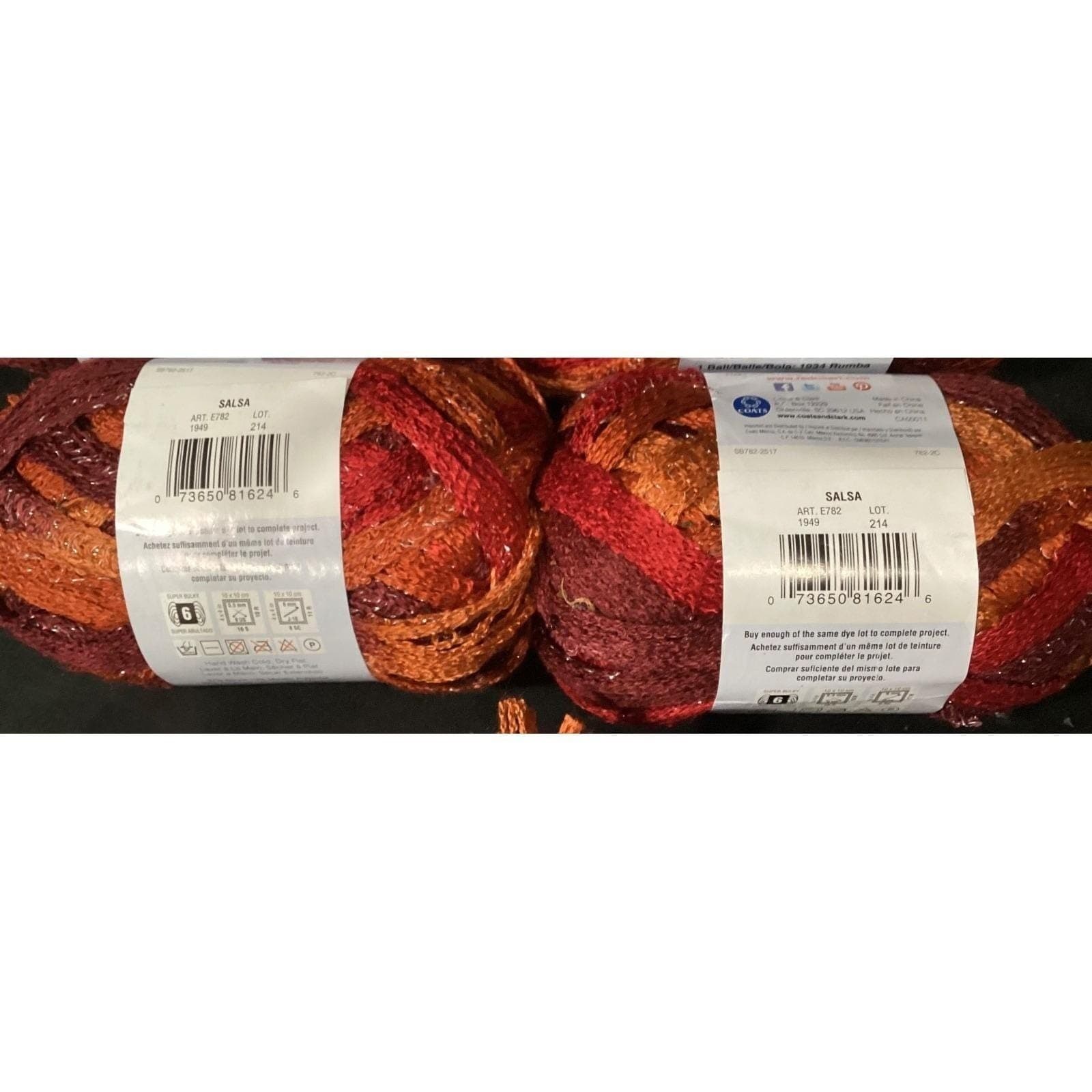 Red Heart Boutique Sashay Yarn Salsa Red Orange Metallic 6 Skeins Lot 1949 214 - Thumbnail 5