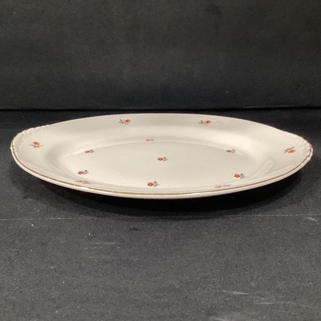 Cunningham & Pickett Cardinal Serving Platter, Vintage Gold Trim Oval Tray - Thumbnail 10