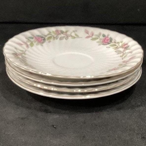 Creative Fine China Regency Rose Saucers, Set of 4, Vintage Floral Dinnerware - Thumbnail 8