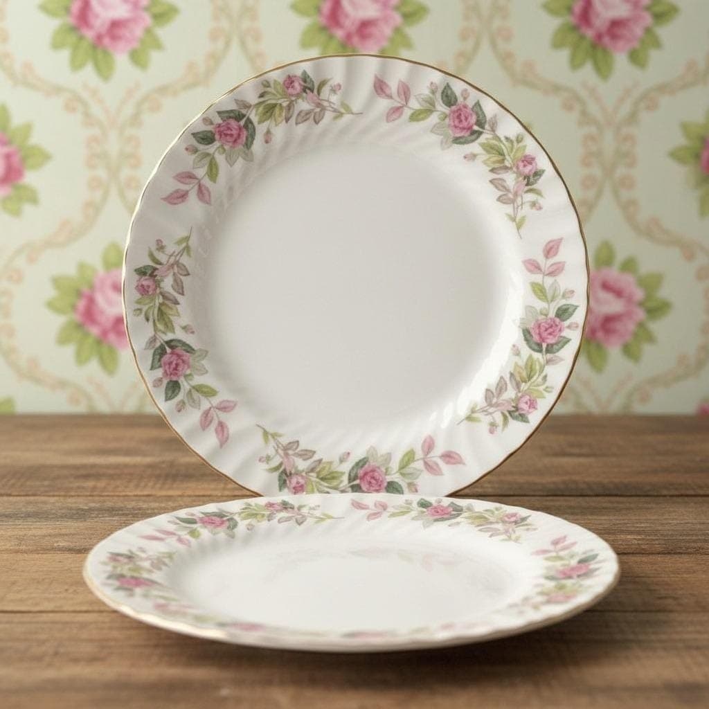 Creative Fine China Regency Rose Dinner Plates #2345, Set of 2 Floral Dinnerware