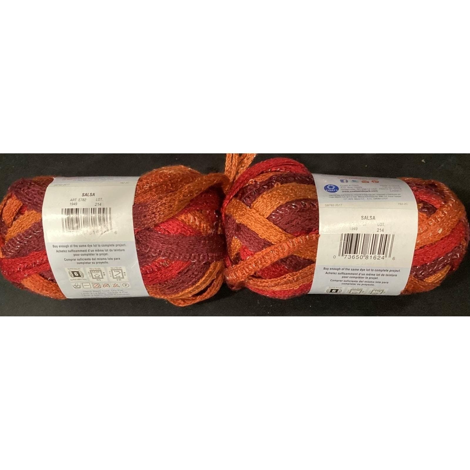Red Heart Boutique Sashay Yarn Salsa Red Orange Metallic 6 Skeins Lot 1949 214 - Thumbnail 4