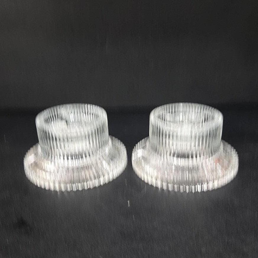 Indiana Glass Candle-Lite Holders, Set of 2, Vintage Ribbed & Reversible Design - Thumbnail 6