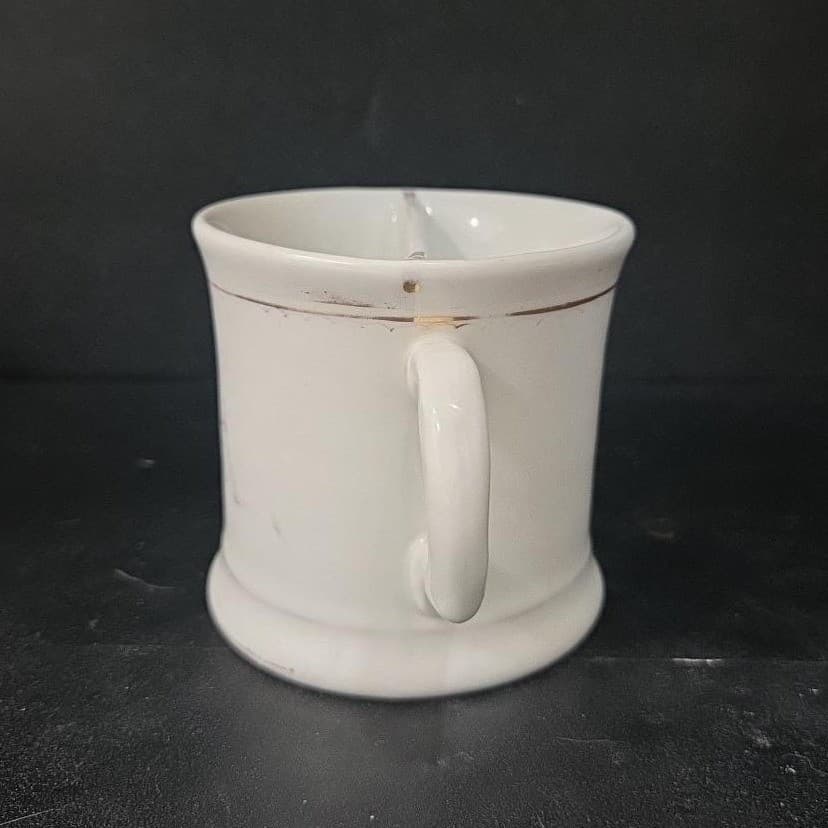 Homer Laughlin Shaving Mug, Vintage Cable Cup, Faded Gold Lettering, Replacement - Thumbnail 5