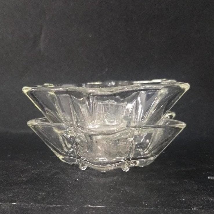 Anchor Hocking Six Point Star Candlestick Holders, Set of 2, Vintage Votive - Thumbnail 7