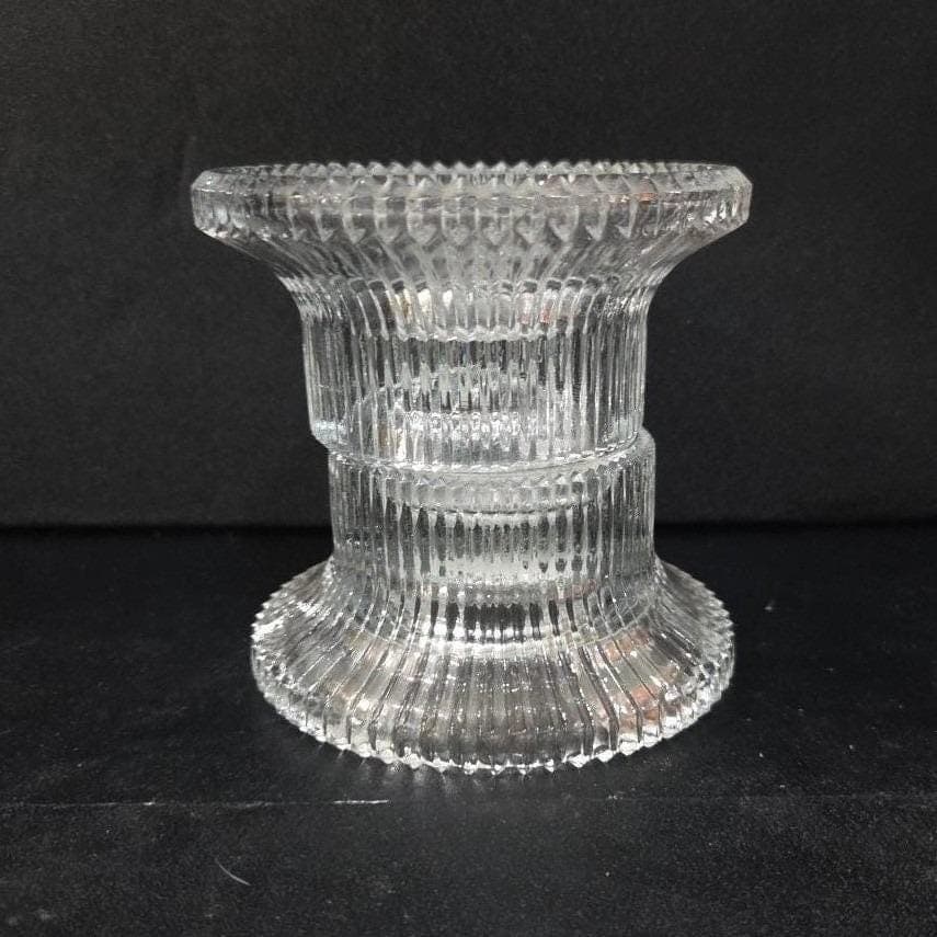 Indiana Glass Candle-Lite Holders, Set of 2, Vintage Ribbed & Reversible Design - Thumbnail 10