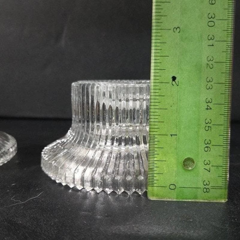 Indiana Glass Candle-Lite Holders, Set of 2, Vintage Ribbed & Reversible Design - Thumbnail 2