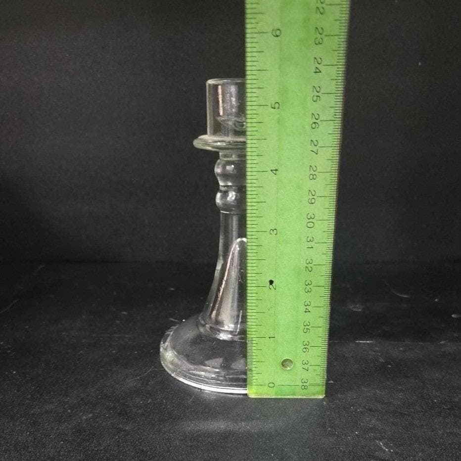 Clear Glass Candlestick Holder, Antique Single Candle Stick, Vintage Replacement - Thumbnail 2