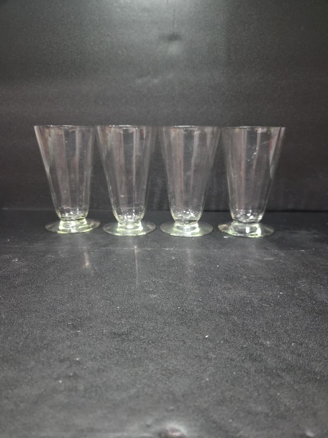 Handmade Optic Ribbed Sundae Glasses, Set of 4, Clear Glass, Vtg Dessert Bowls - Thumbnail 3