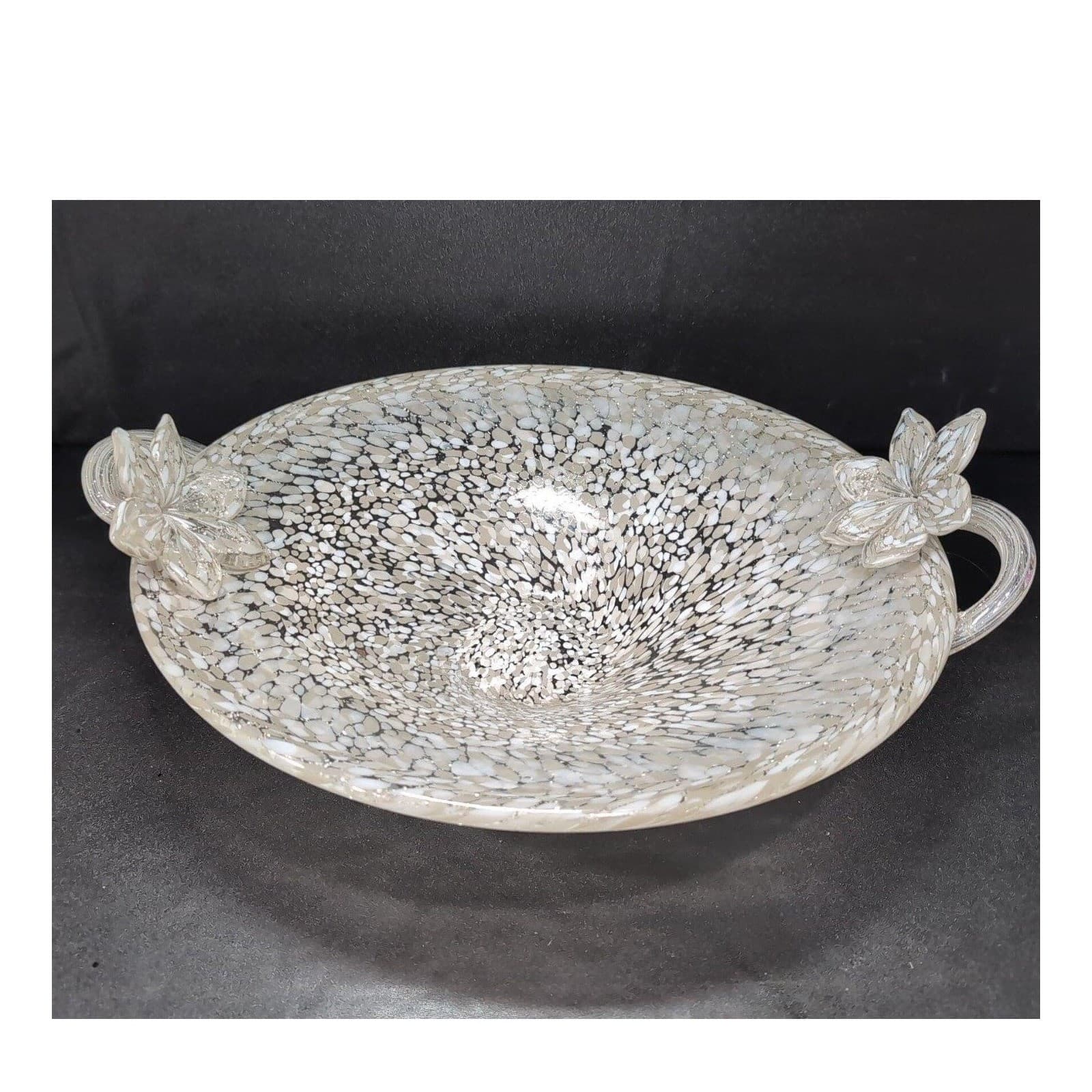 Julia Knight Argento Serving Bowl, Vintage Floral Design Handles, Centerpiece - Thumbnail 2