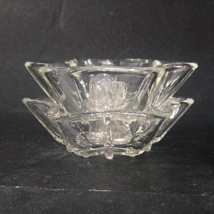 Anchor Hocking Six Point Star Candlestick Holders, Set of 2, Vintage Votive - Thumbnail 6