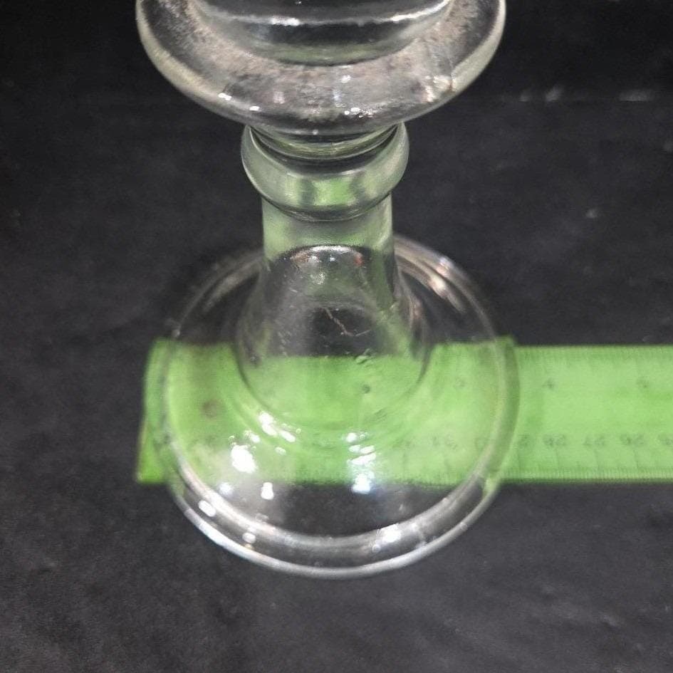 Clear Glass Candlestick Holder, Antique Single Candle Stick, Vintage Replacement - Thumbnail 3