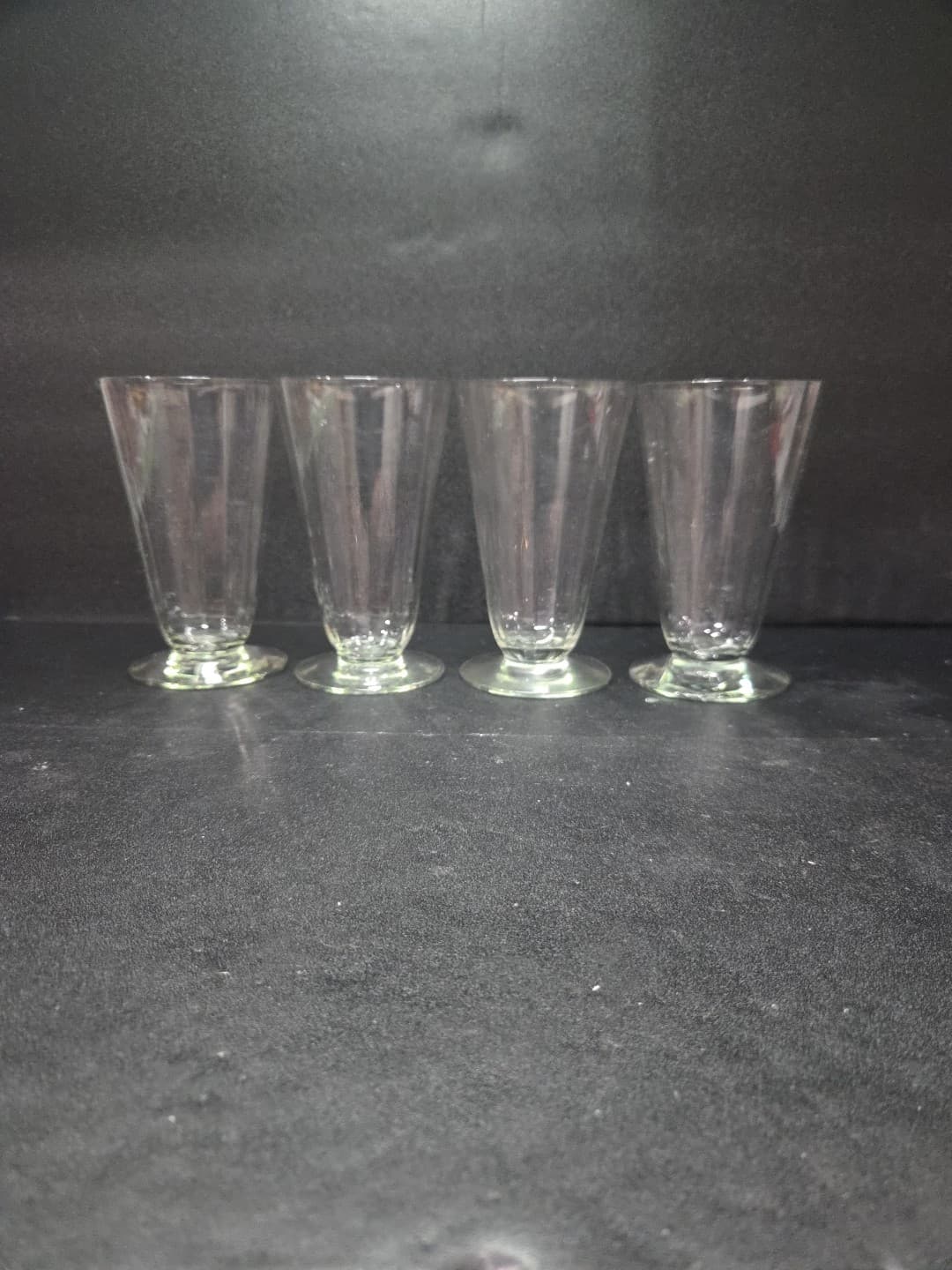 Handmade Optic Ribbed Sundae Glasses, Set of 4, Clear Glass, Vtg Dessert Bowls - Thumbnail 2