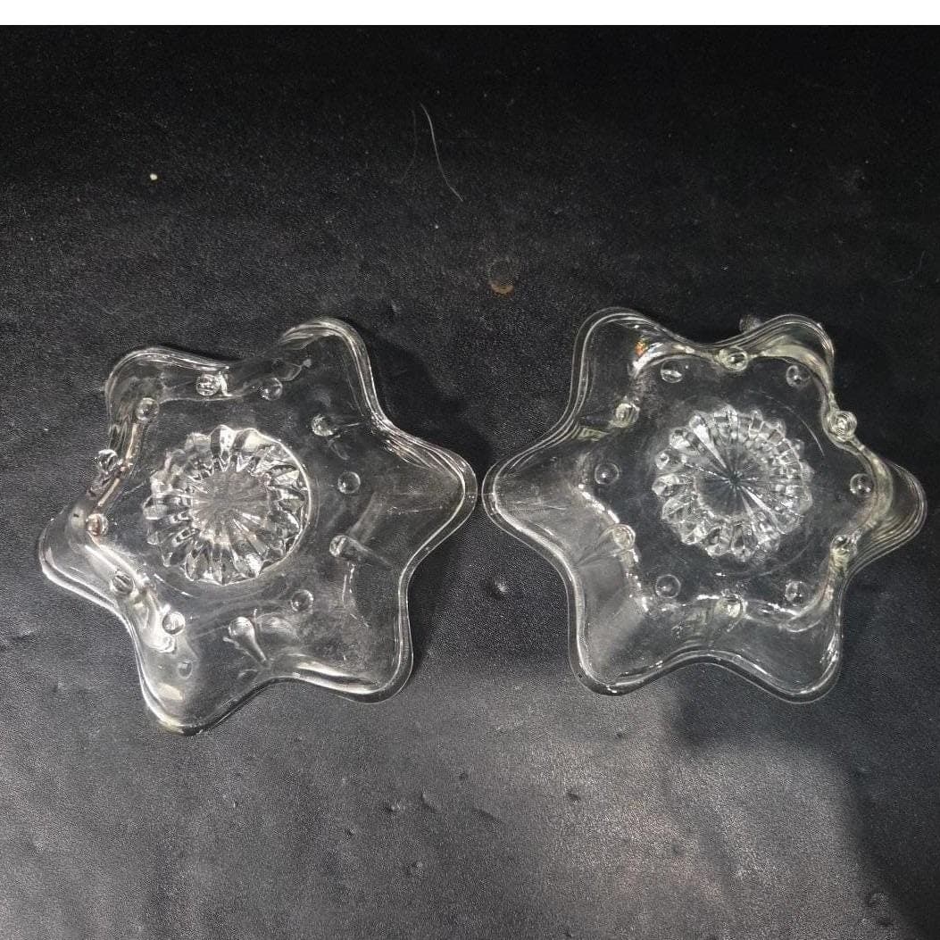 Anchor Hocking Six Point Star Candlestick Holders, Set of 2, Vintage Votive - Thumbnail 5