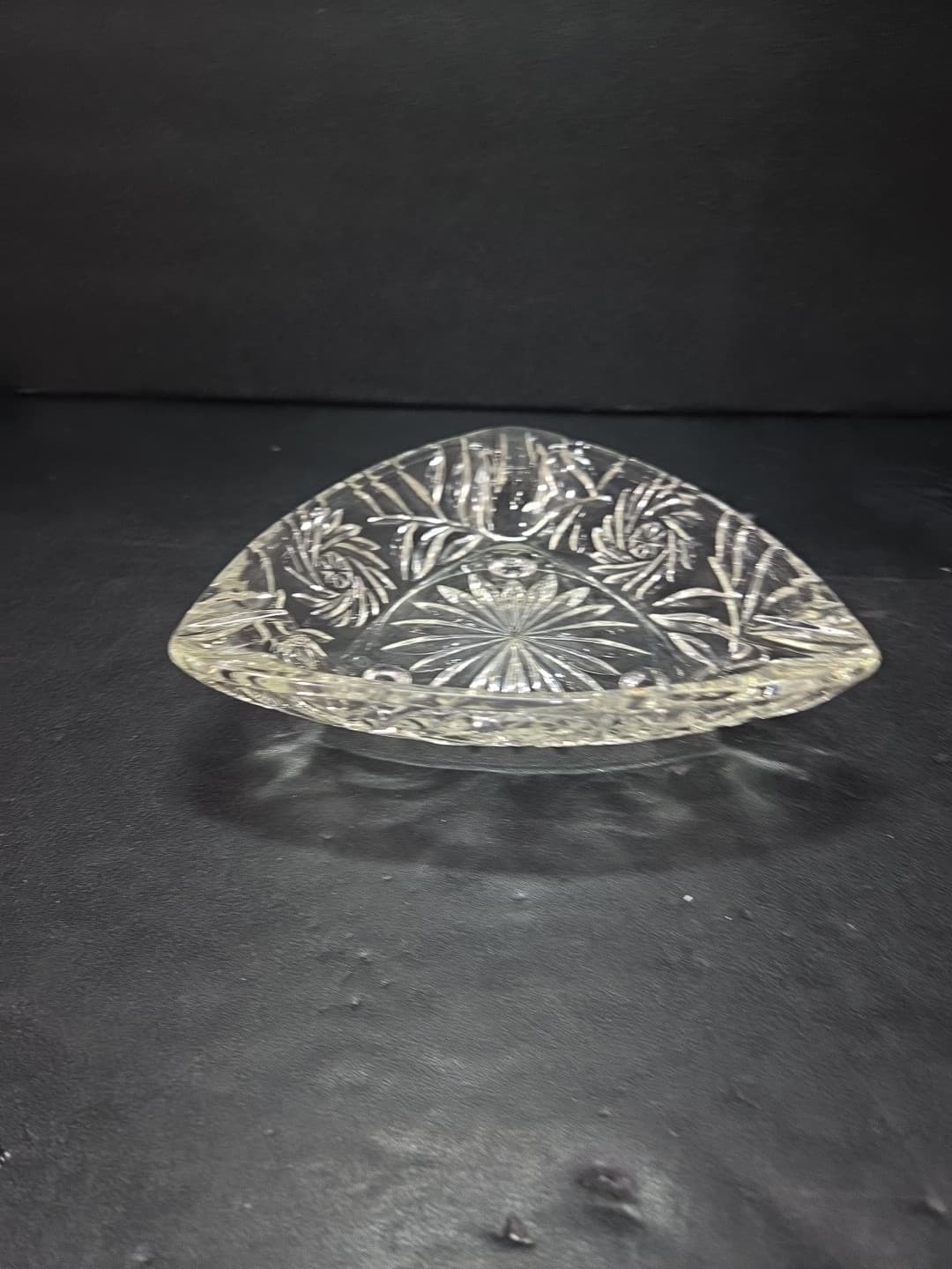 Hazel Atlas Triangle Shape Ash Tray, Vintage Clear Glass Dish, Candy Holder