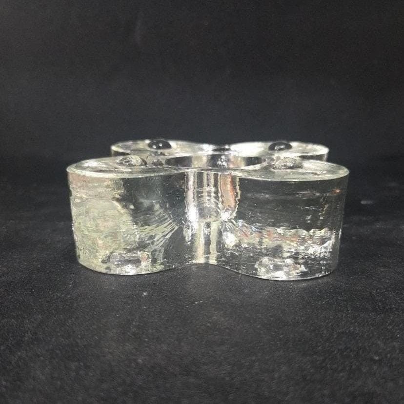 Blenko Mid Century Candle Holder, Handmade Clear Art Glass, Vintage Home Decor - Thumbnail 6