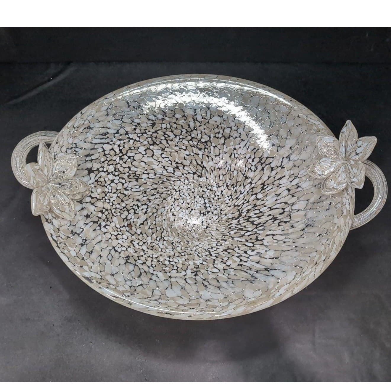 Julia Knight Argento Serving Bowl, Vintage Floral Design Handles, Centerpiece - Thumbnail 3