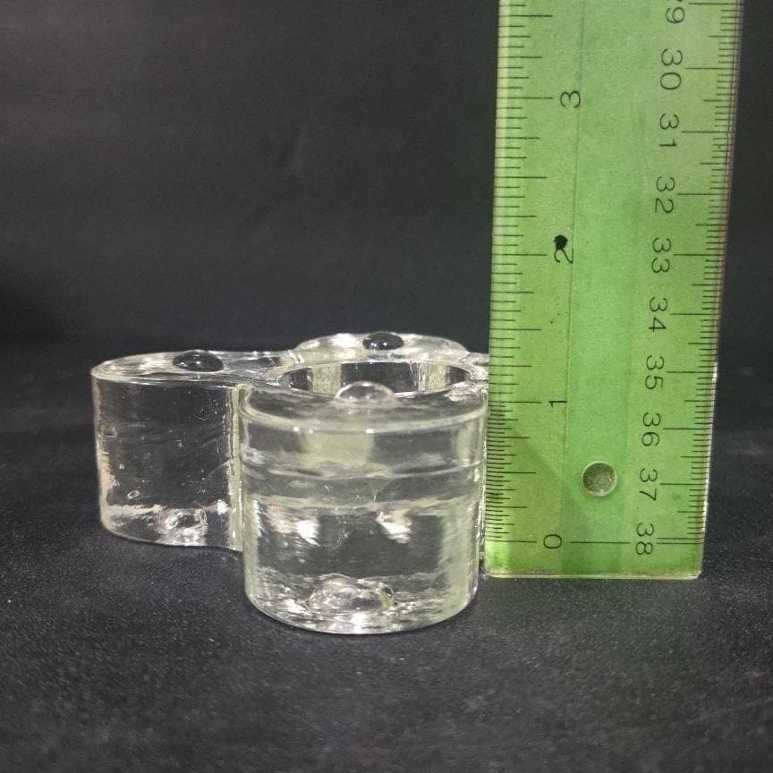 Blenko Mid Century Candle Holder, Handmade Clear Art Glass, Vintage Home Decor - Thumbnail 3