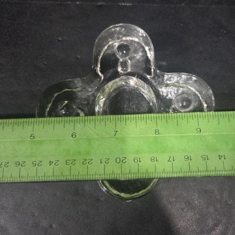 Blenko Mid Century Candle Holder, Handmade Clear Art Glass, Vintage Home Decor - Thumbnail 2