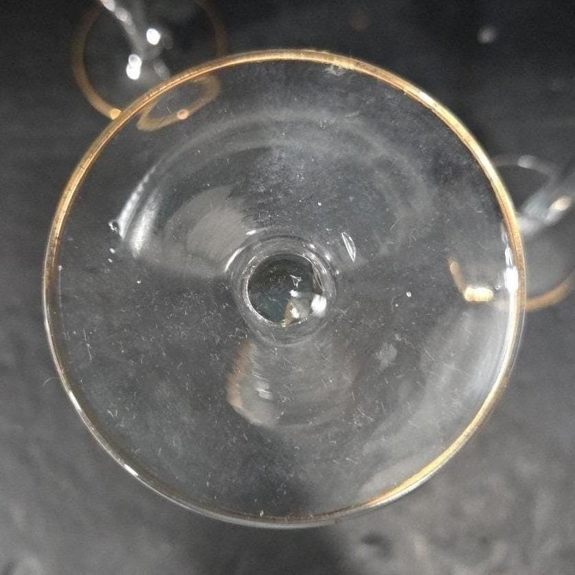 Long-Stemmed Fluted Glass Candlestick Holders, Set of 3 Vintage Gold-Rim Holiday - Thumbnail 5