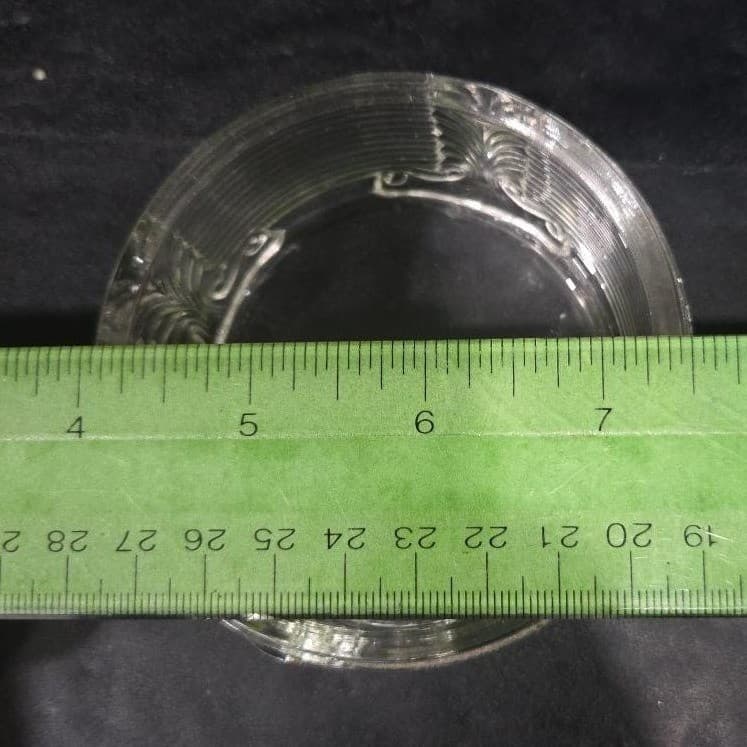 Art Deco Ribbed Glass Powder Dish, Palm Frond Design, Vintage Vanity Decor - Thumbnail 5