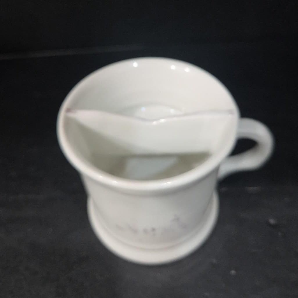 Homer Laughlin Shaving Mug, Vintage Cable Cup, Faded Gold Lettering, Replacement - Thumbnail 6