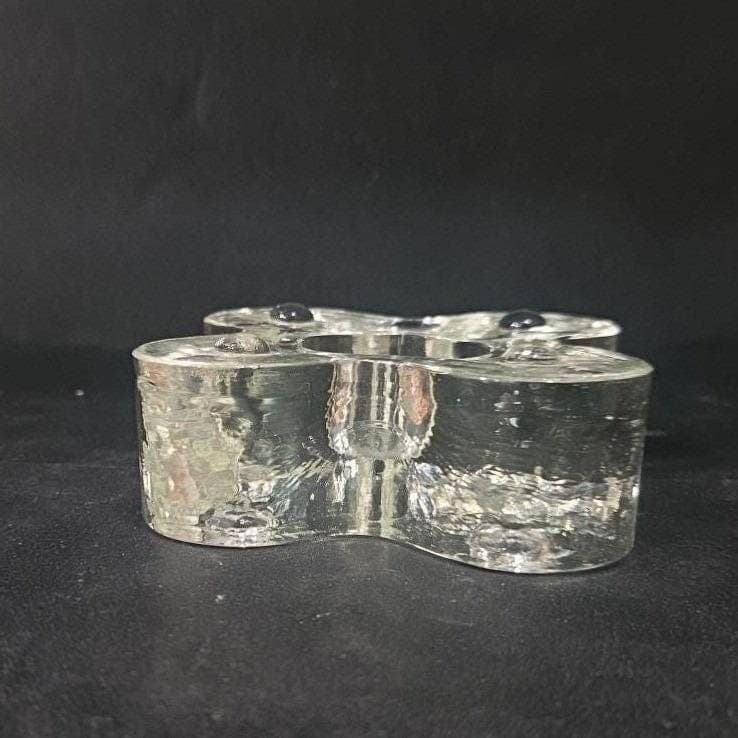 Blenko Mid Century Candle Holder, Handmade Clear Art Glass, Vintage Home Decor - Thumbnail 7