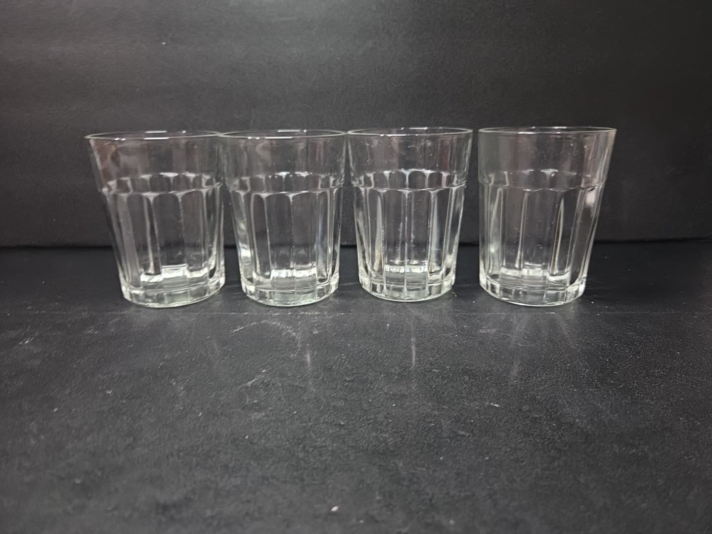 Viking Vertical Panels Glass Tumblers, Vintage Barware, Set of 4, 4" Tumblers - Thumbnail 2